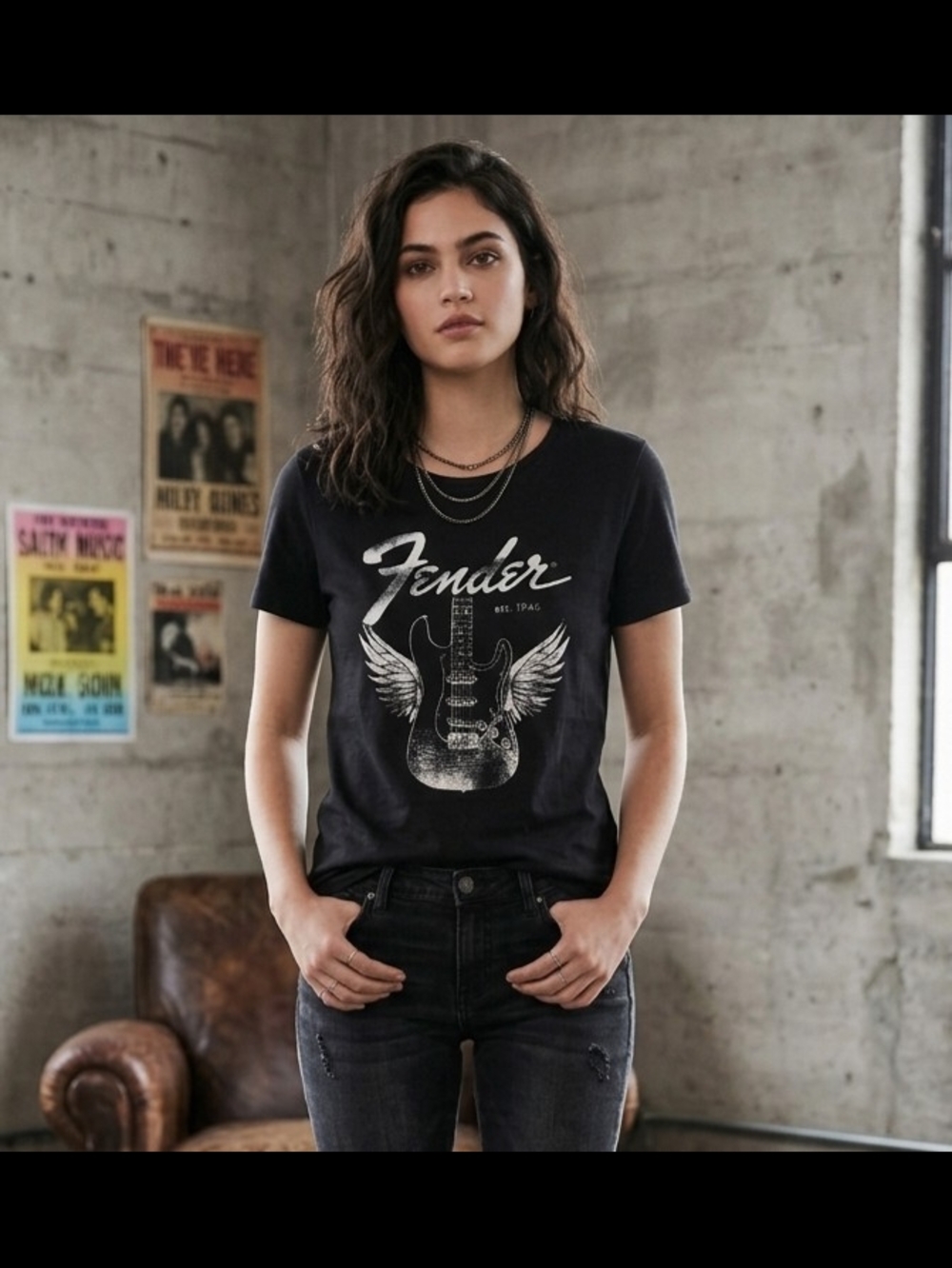 Fender Black Winged Guitar Graphic Tee